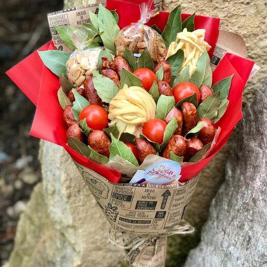 Мужской букет с охотничьими колбасками