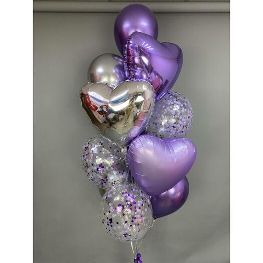 Balloons with helium for birthday, Purple, 13pcs
