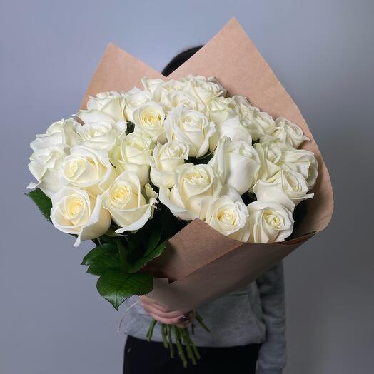 31 white roses in kraft paper/ Flowers/ bouquet from RoseMarkt