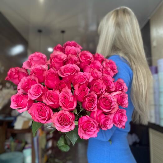 Букет из 35 малиновых роз 🌸