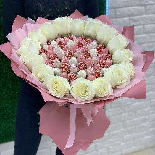 Сатурн XXL с белыми розами