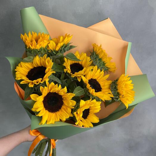 An armful of sunflowers