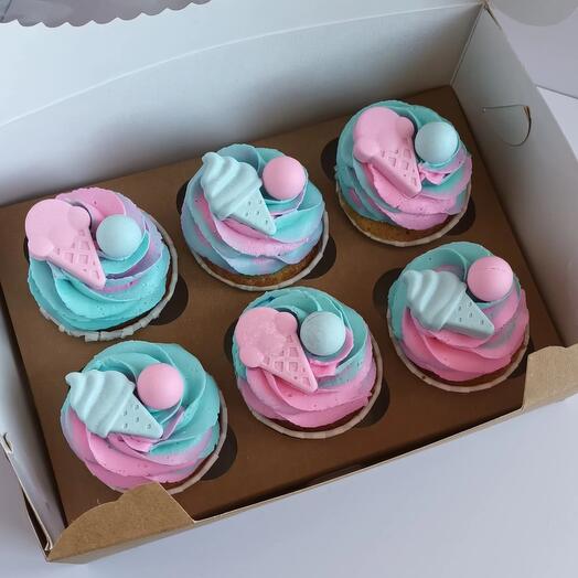 Капкейки ванильные на определение пола, на гендерпати, на день рождения