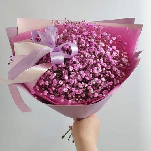Compliment with pink gypsophila