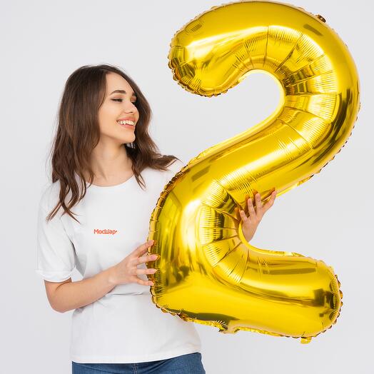 Balloon figure 2 gold with helium - 100cm