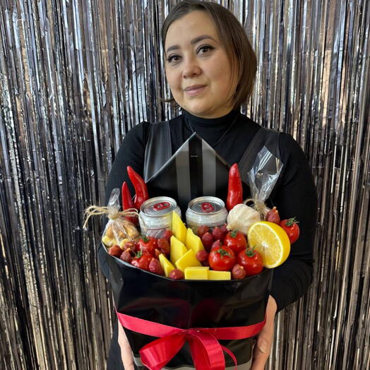 Съедобный мужской букет в конверте мужской "Пламя"