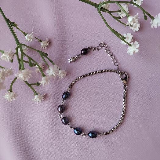 Браслет из культивированного чёрного жемчуга