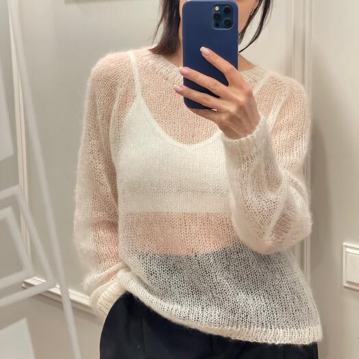 Jersey básico de mohair sobre seda