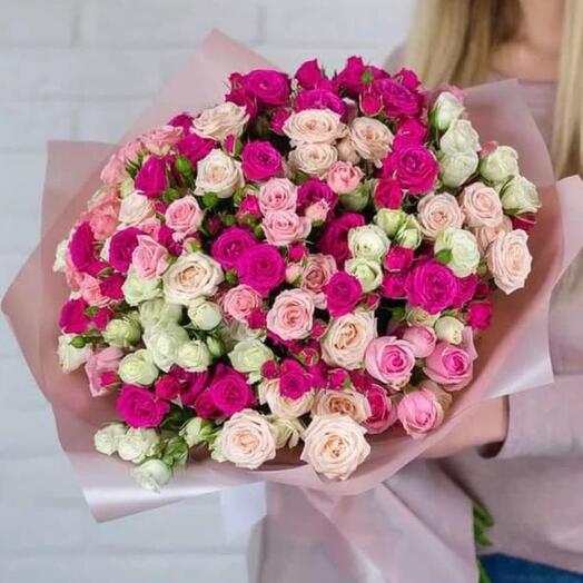 25 кустовых роз микс
