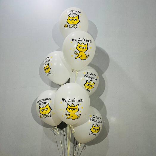 Helium balloons for birthday red cat 7 pcs