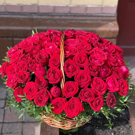 Basket of flowers red