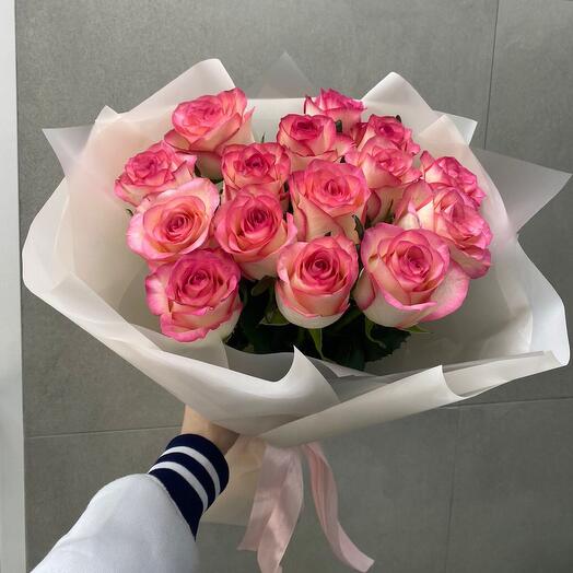Букет из 15 нежный розовых роз️😍