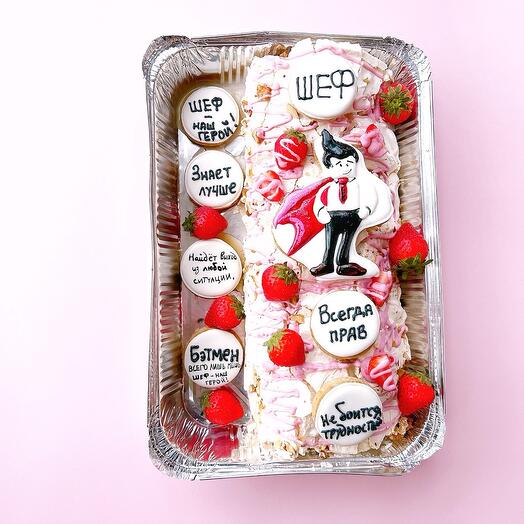 Меренговый рулет «Шеф — наш герой»