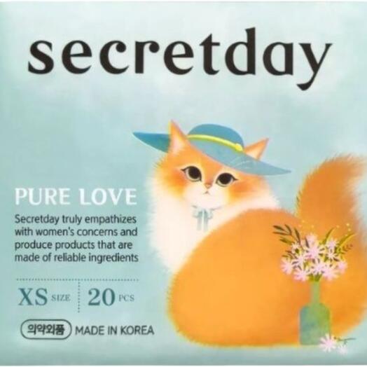 Secret Day Ультратонкие дышащие ежедневные прокладки "Secretday pure love ", XS size (15 см) - 20 шт