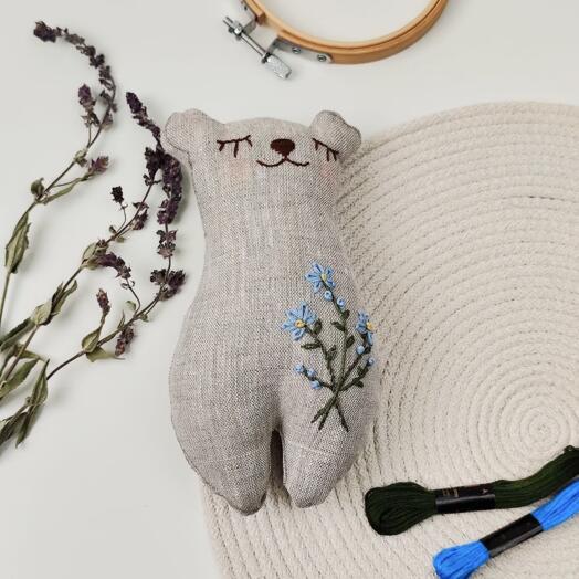 Игрушка из льна "Вечерний мишка"