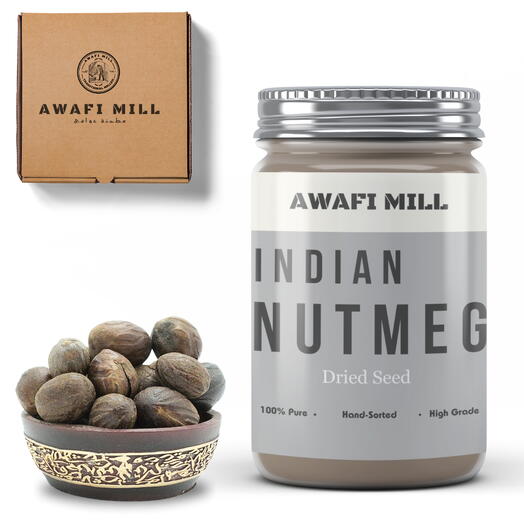 AWAFI MILL Nutmeg Whole | Indian Jaiphal - Bottle of 100 Gram