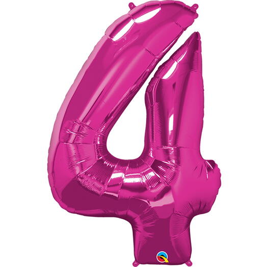 Pink Number Four Helium Balloon-5359