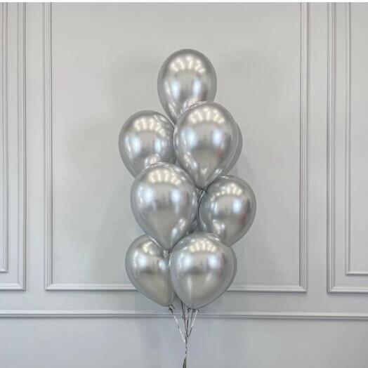 Фонтан из 10 шаров хром серебро