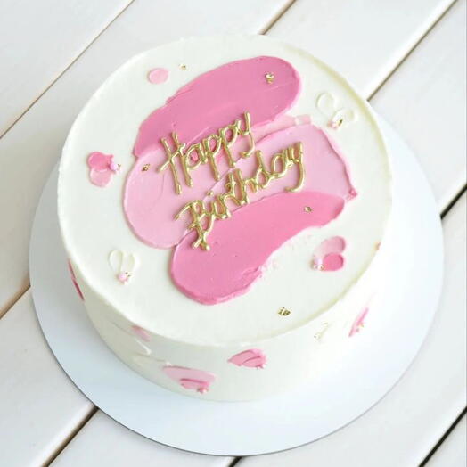 White and pink drips Birthday cake