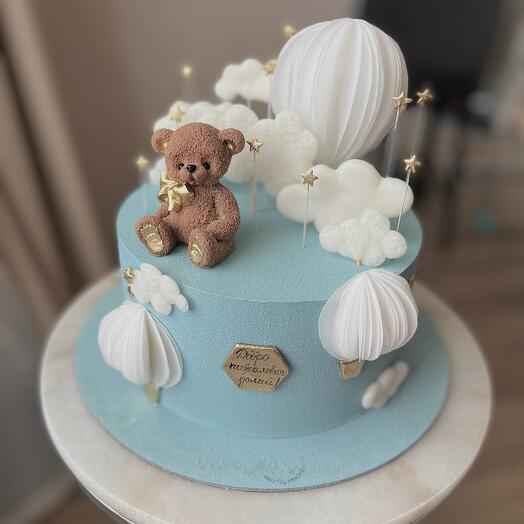 Pastel de niño con oso de chocolate