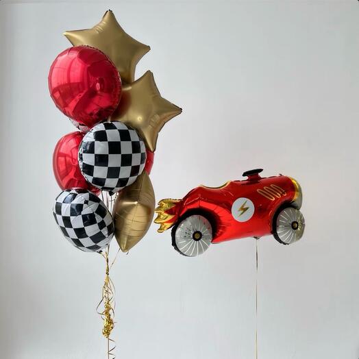 Набор шаров с гелием для мальчика Ретро автомобилья