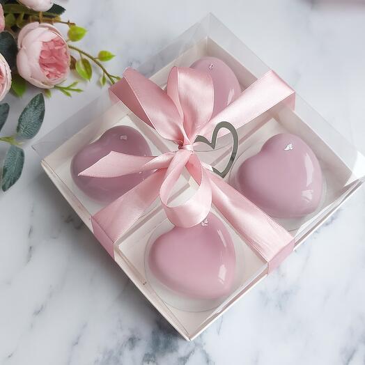 💞Набор Муссовые пирожные Сердце розовое 4 шт для любимой мамы, девушки, подруги, дочки, жены