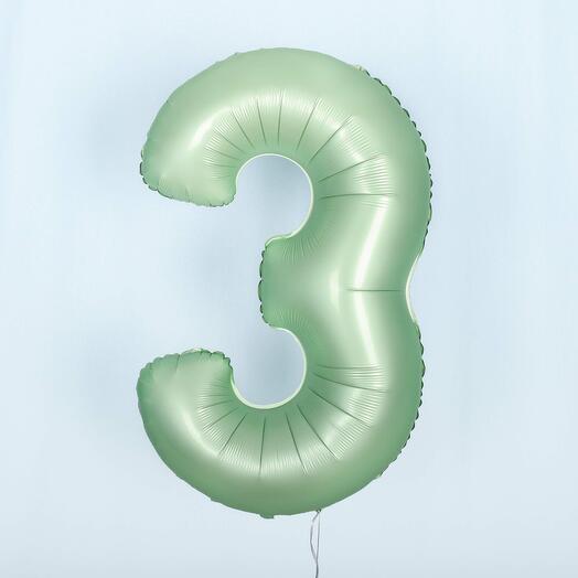 Цифра фольгированная 3 "Олива"