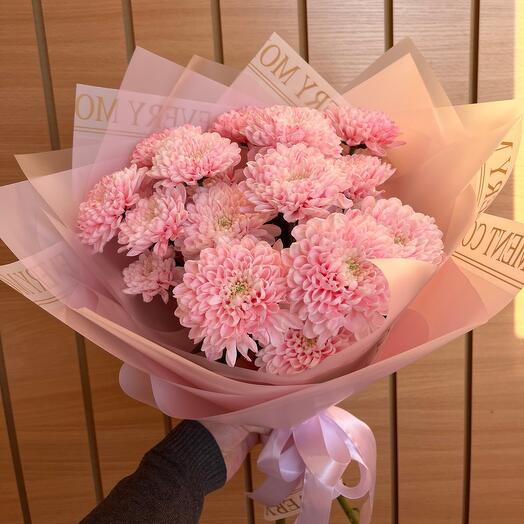 A bouquet of fluffy chrysanthemums