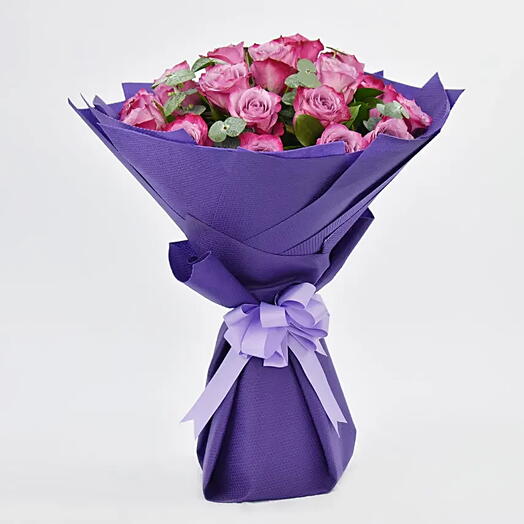 Eternal Beauty: Bouquet of 20 Purple Roses