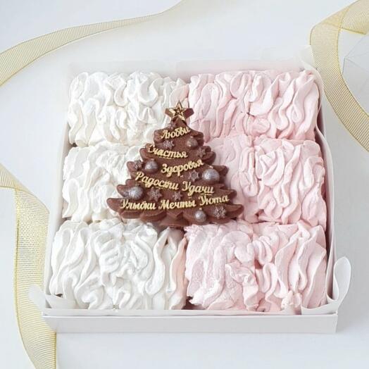 Зефир и шоколад новогодний сладкий подарок