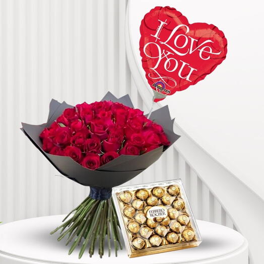 25 Red Rose Chocolates and Balloon Combo-1706