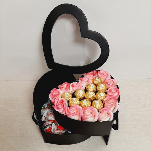 Soap roses with sweets
