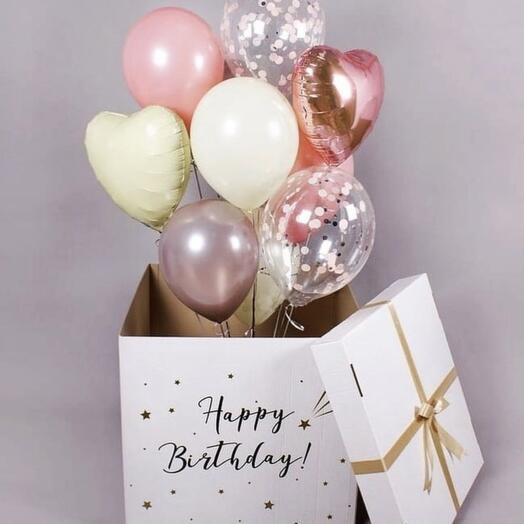 Коробка сюрприз с шарами  "Happy birthday"