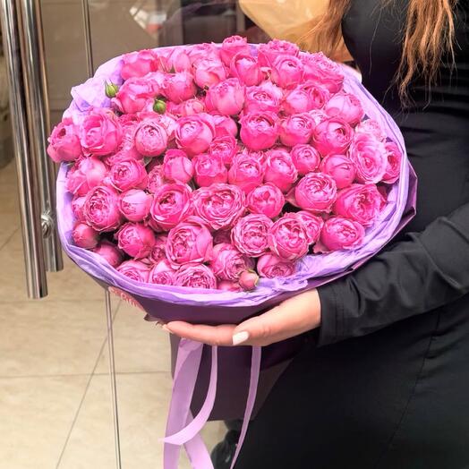 Букет пион кустовых роз 15шт