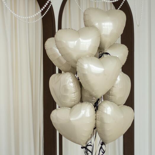 Связка сердец c бантиками «Charm» на грузике | 10 шаров