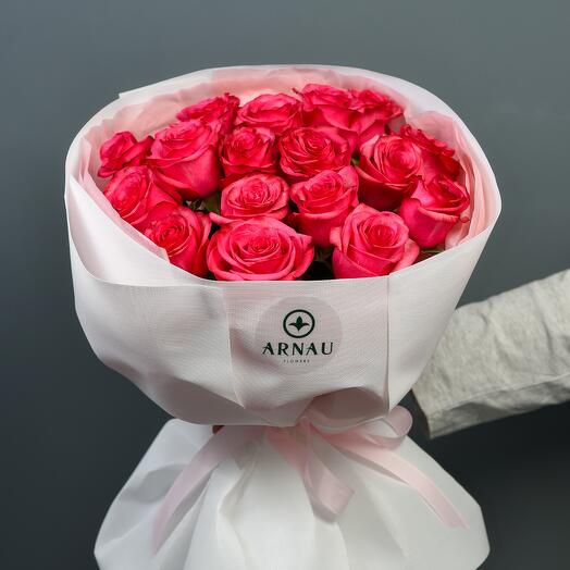 Монобукет из 17 малиновых роз