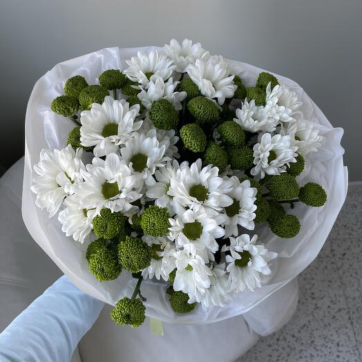 9 кустовых хризантем💚🤍💚