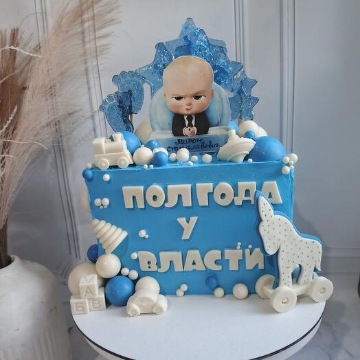 Торт "Полгода у власти" в подарок для мальчика, сыночка на полгодика