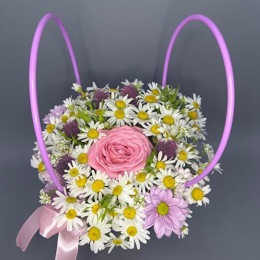 Корзиночка с цветами, ромашки, сумочка с ромашками