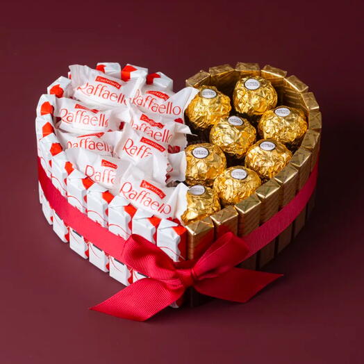 Сердце из kinder шоколада, ferrero rosher и rafaello