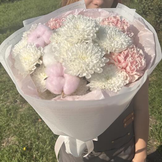 Стильный букет с хлопком