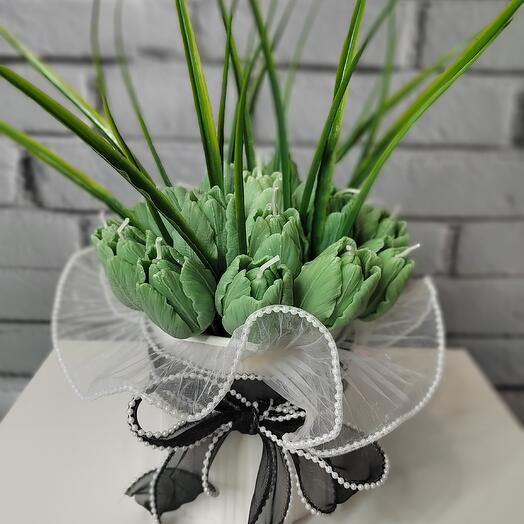 Букет цветов из свечей светящийся,, Тюльпаны ", с ароматом,, свежий цитрус