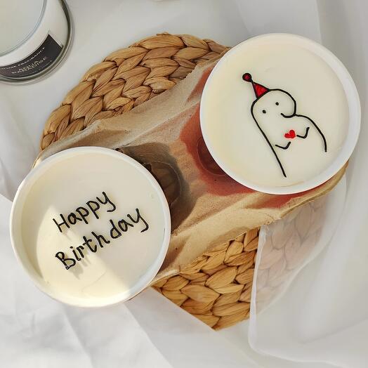 Бенто торт в стакане "Happy Birthday"