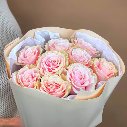 Розовые розы Пинк Мондиаль Pink Mondial 9 шт