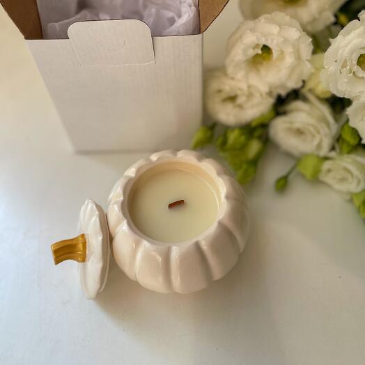 Аромасвеча в гипсе тыква