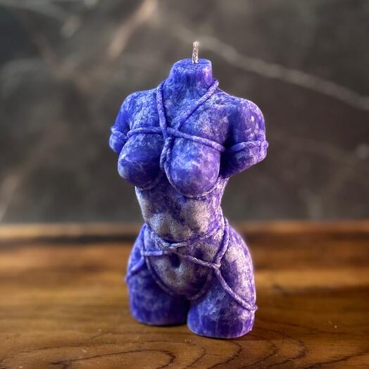 Свеча Шибари из пальмового воска Сине-фиолетовый мрамор