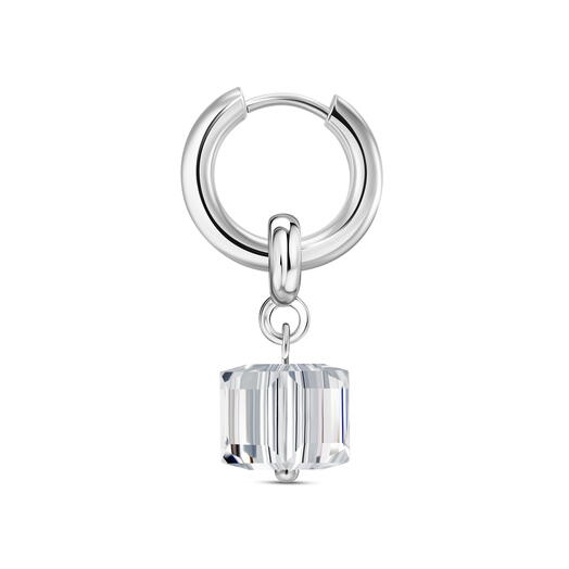 Моносерьга с кристаллом Swarovski в белом цвете