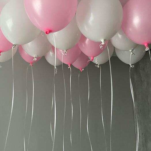 🌸 Шары под потолок 20шт | Белый, розовый
