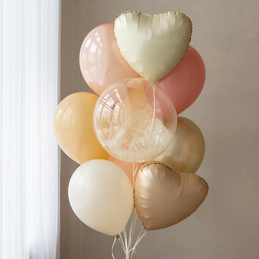 Связка воздушных шаров «Шифон» на грузике | 10 шаров, 1 груз