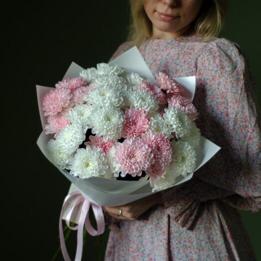 Marshmallow chrysanthemums in peach shade